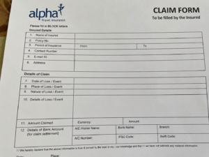 Alpha travel insurance claim