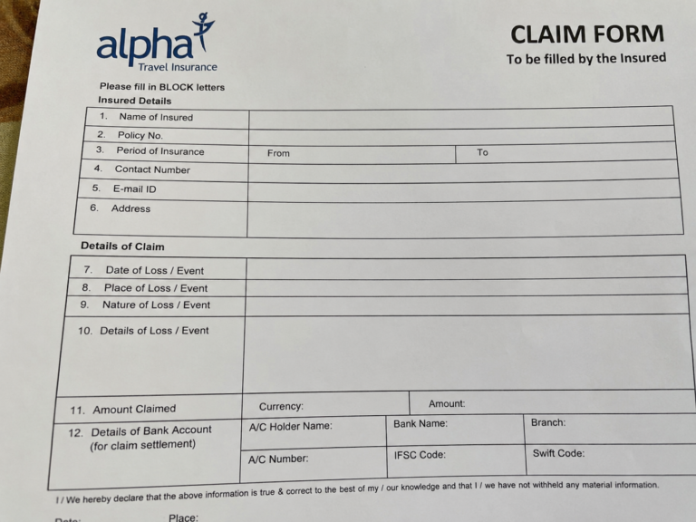 Alpha travel insurance claim